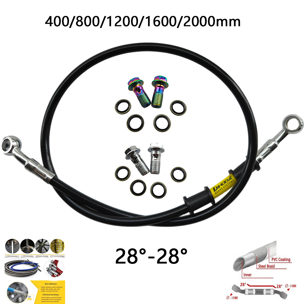 Motorcycle Brake Cable - 28 ° -28 ° Schwarze geflochtene