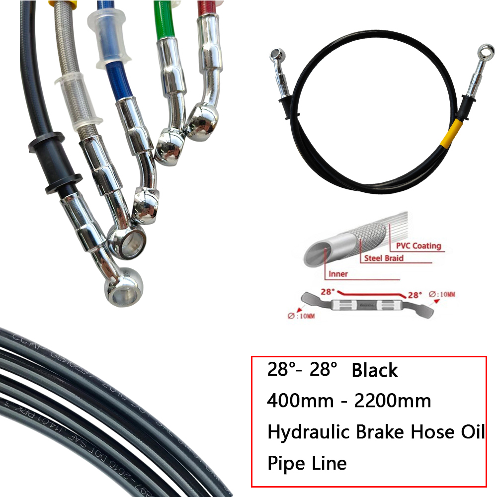 Motorcycle Brake Cable - 28 ° -28 ° Schwarzer geflochtener